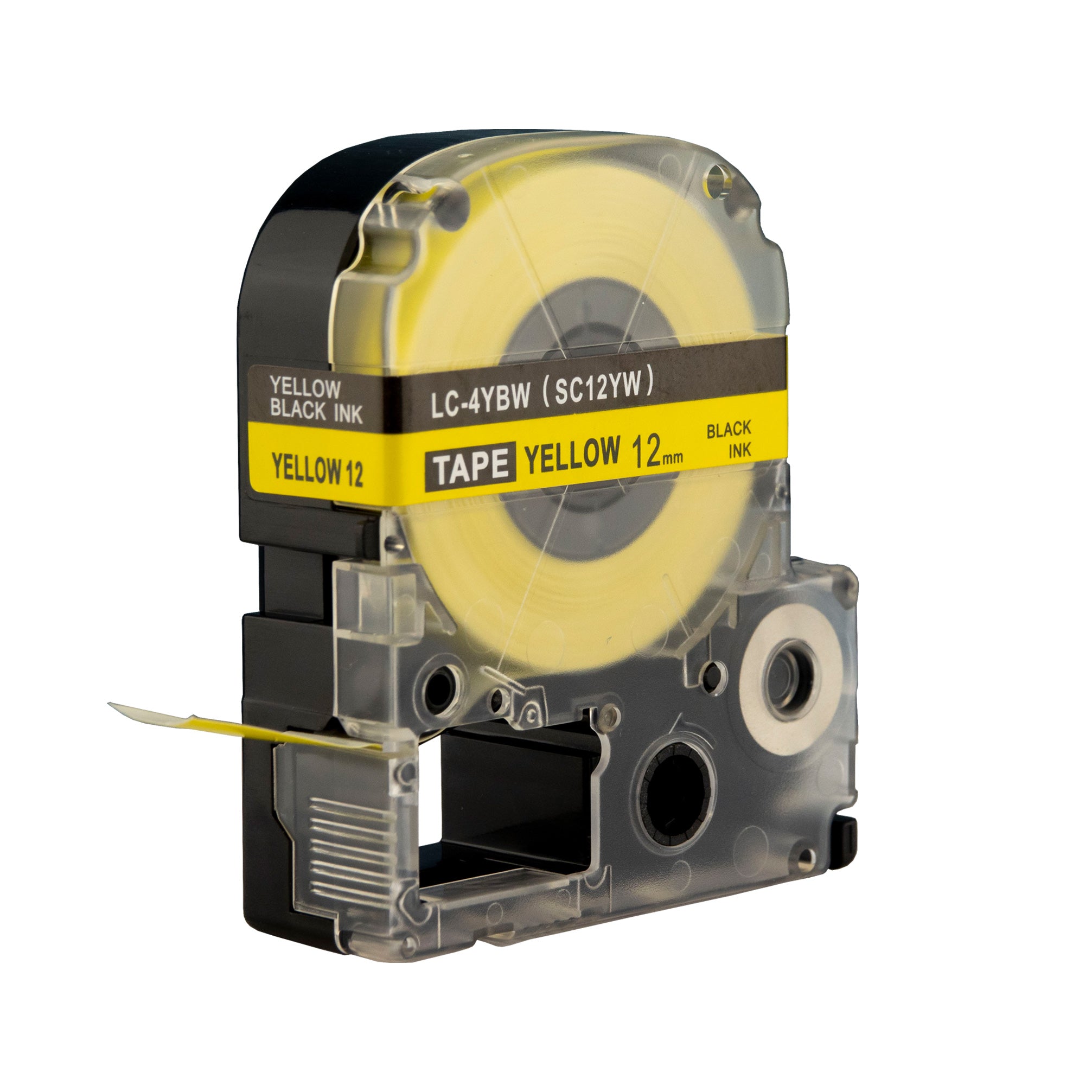 Compatible Label Tapes for Epson LC SC12YW 12mm Tapes Black Text on Yellow Labels