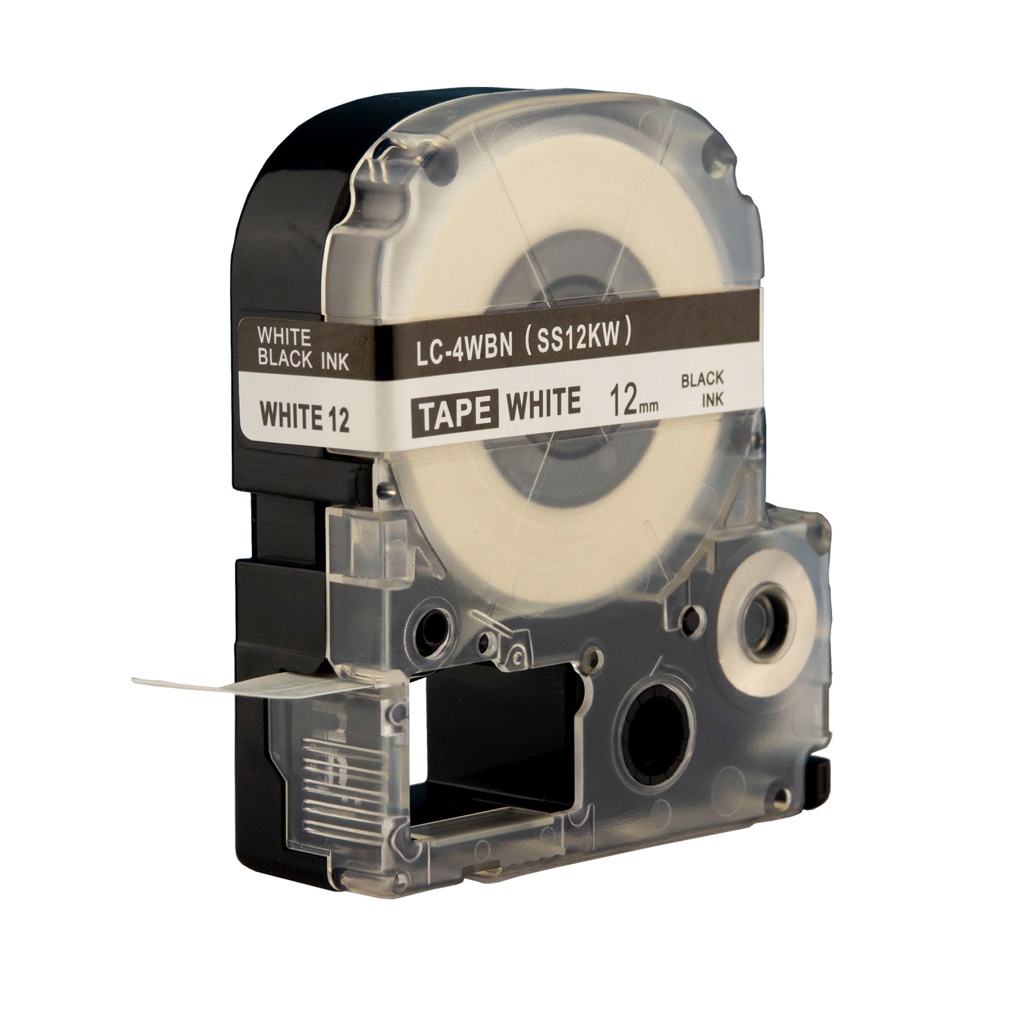 Compatible Label Tapes for Epson LC SS12KW 12mm Tapes Black Text on White Labels
