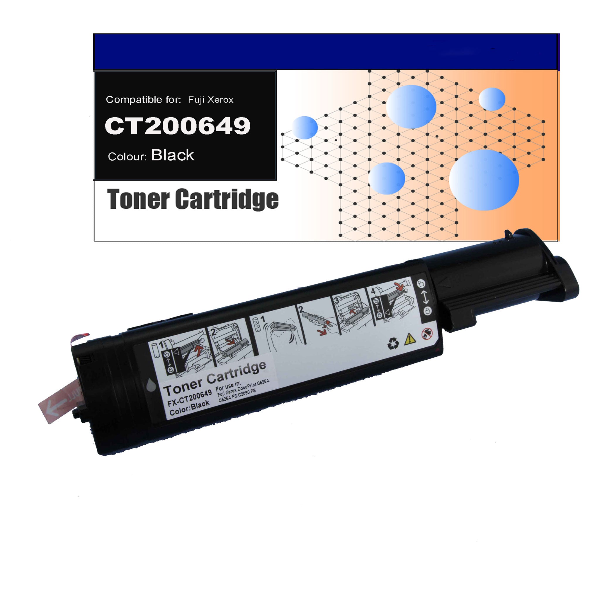Compatible Toner for Fuji Xerox CT200649 (C525A) Black Toner Cartridges