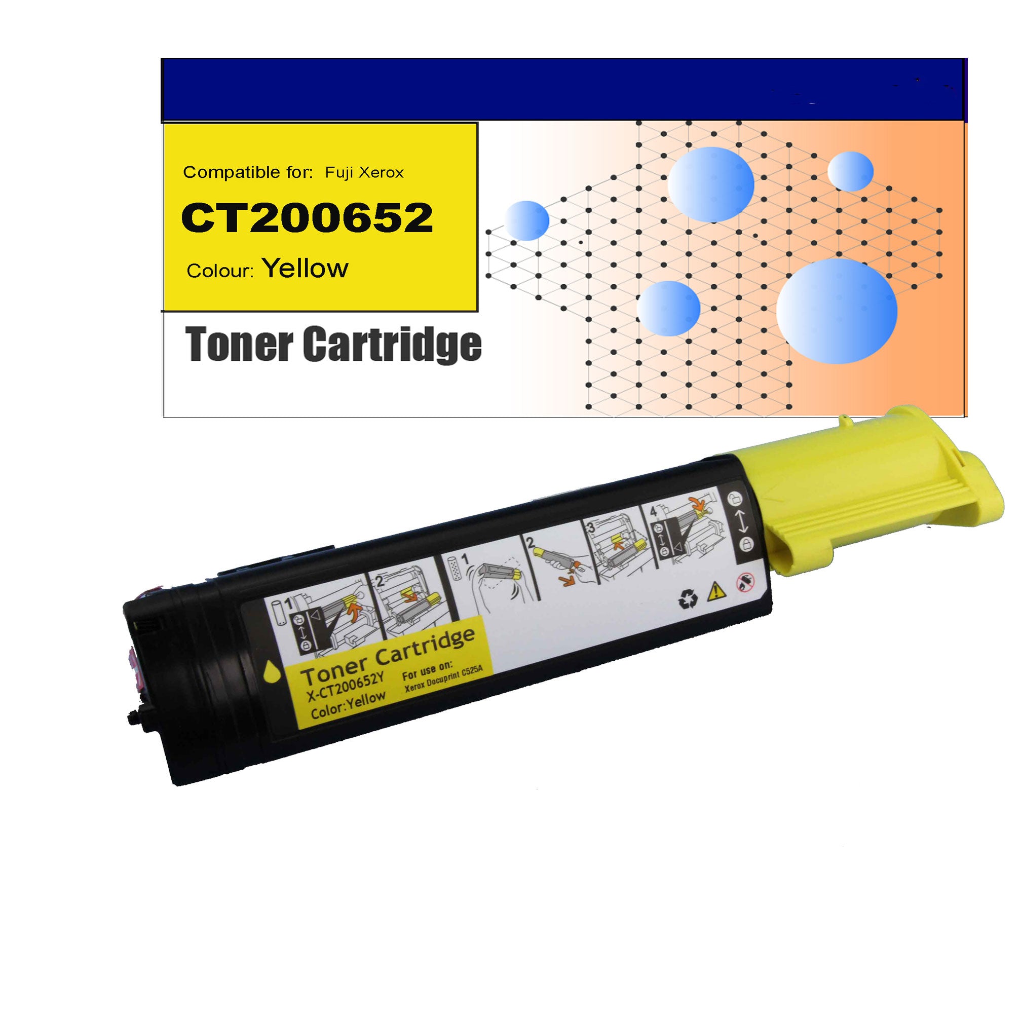 Compatible Toner for Fuji Xerox CT200652 (C525A) Yellow Toner Cartridges