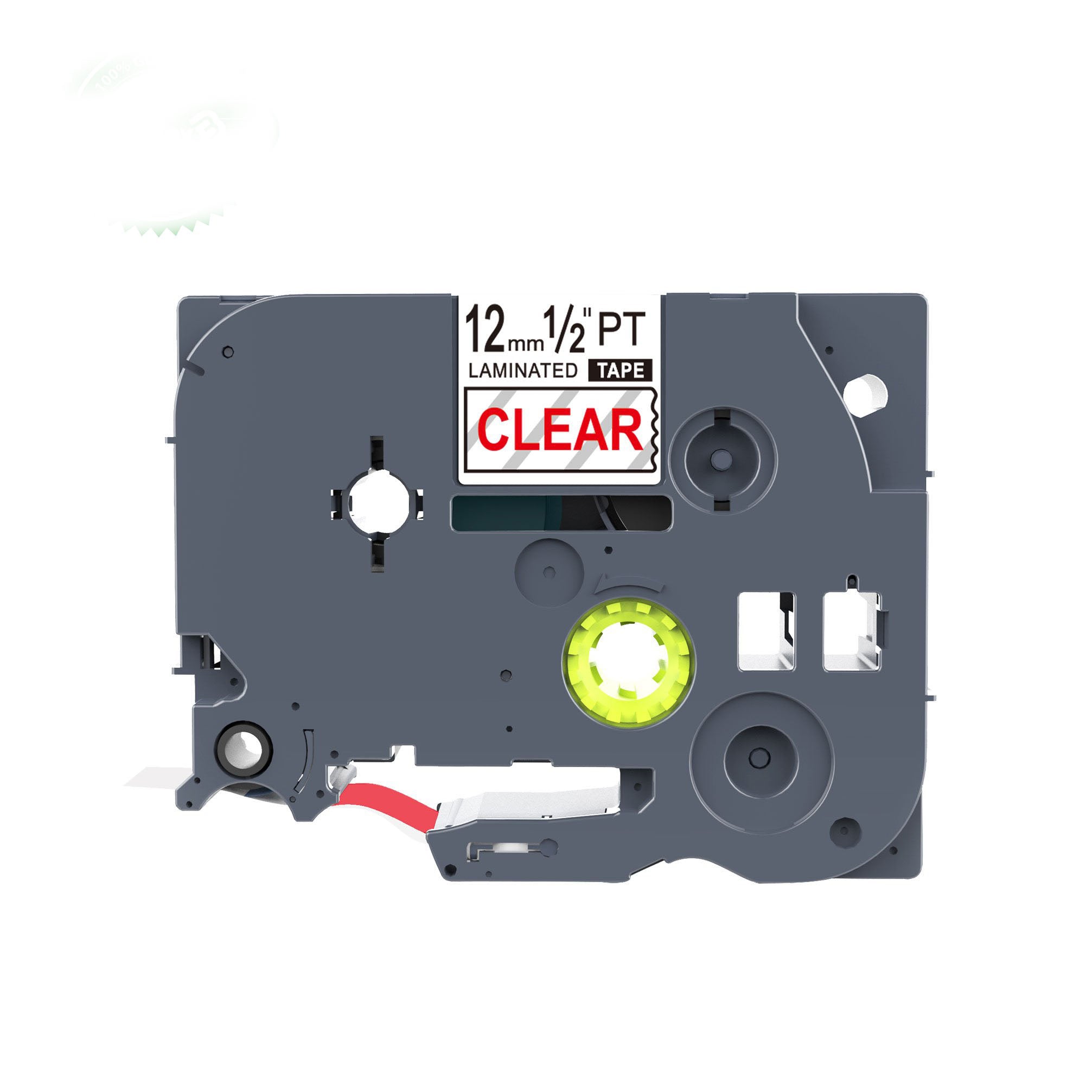 Compatible Label Tapes  for Brother TZe-132  12mm Red Text on Clear Labels