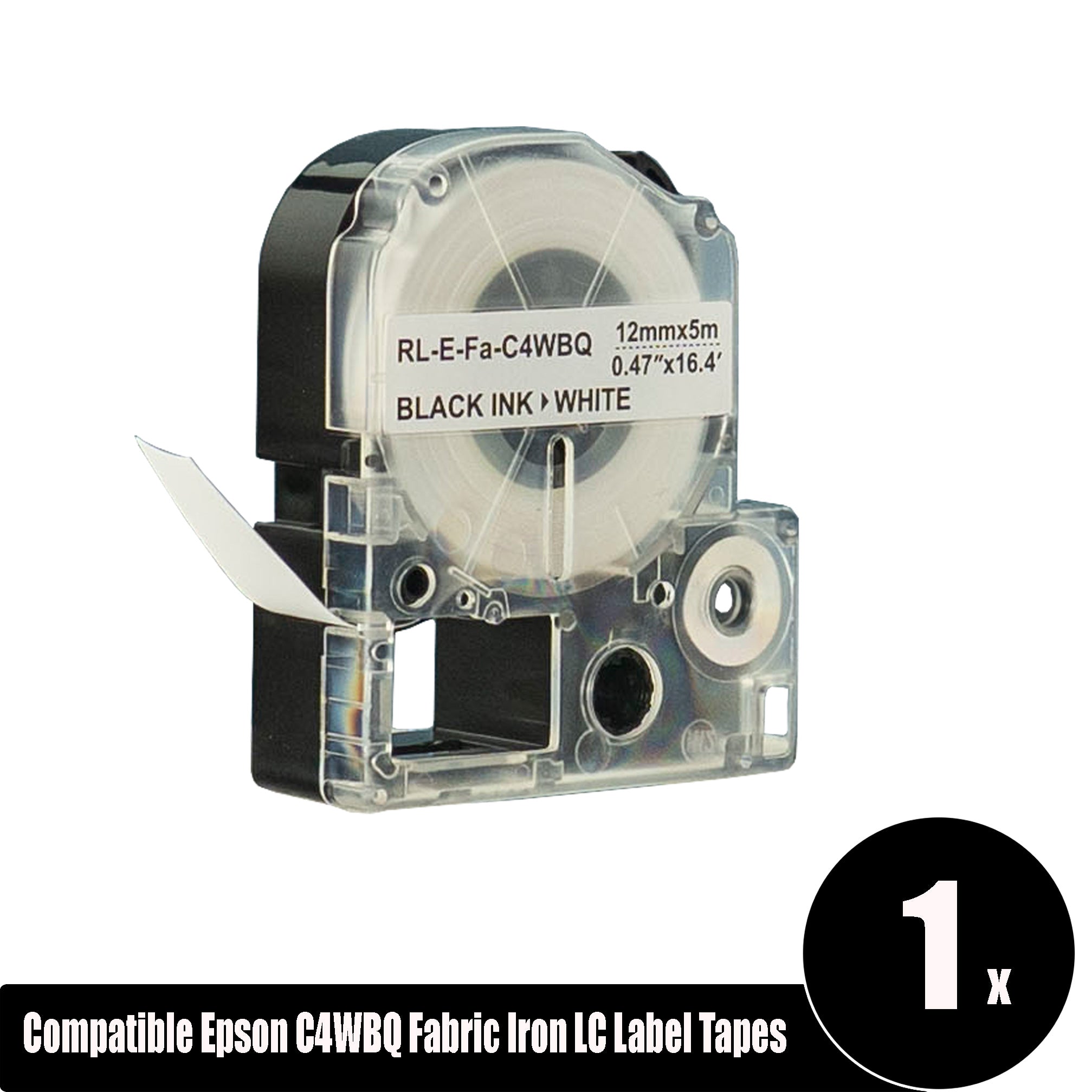 Compatible Epson LK-4WBQ Fabric Iron-on Black On White Label Tapes