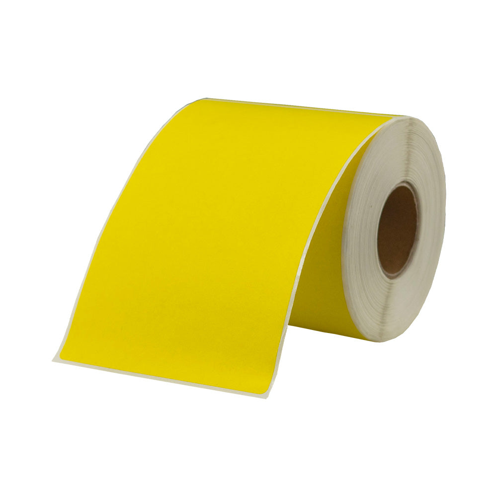 100mm x 150mm (4"x6") Direct Thermal Permanent Yellow Label, 350 Labels Per Roll, 40mm Core, Perforated-100 Rolls
