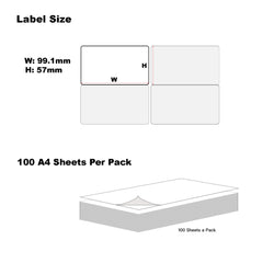 A4 Format Rectangle Removable Labels 99.1 x 57mm 10 Labels Per Sheet-100 Sheets