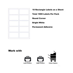 A4 Format Rectangle Labels 96x 51mm 10 Labels Per Sheet-100 Sheets