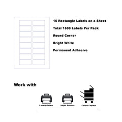 A4 Format Rectangle Labels 72 x 30mm 16 Labels Per Sheet-100 Sheets