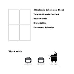 A4 Format Rectangle Removable Labels 139 x 99.1mm 4 Labels Per Sheet-100 Sheets