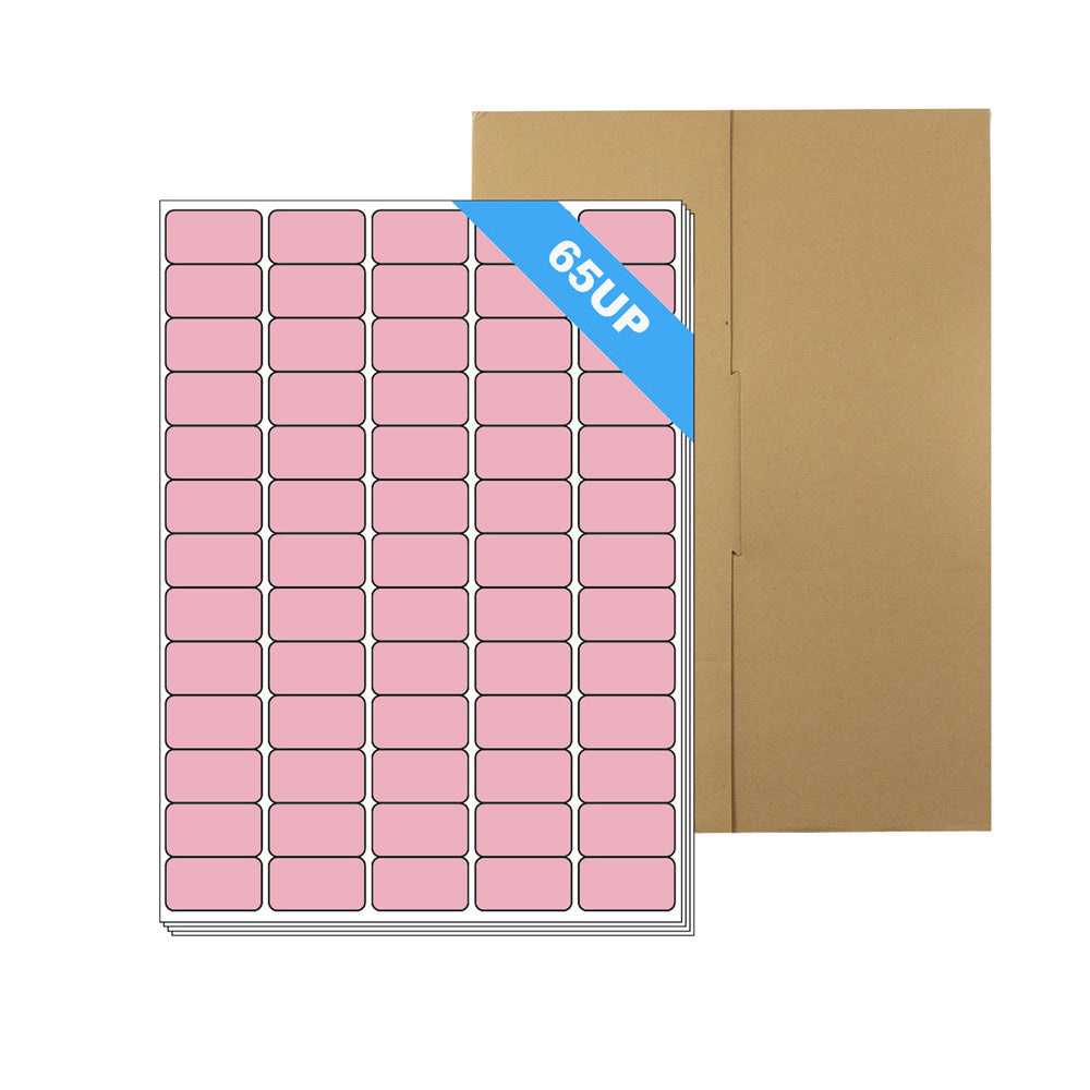 A4 Format Rectangle Light Pink Labels 38.1 x 21.2mm 65 Labels Per Sheet-100 Sheets