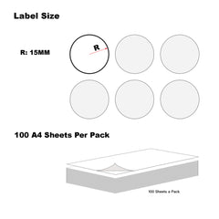 A4 Format Round Labels  Diameter 30mm 40 Labels Per Sheet-500 Sheets