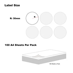 A4 Format Round Labels  Diameter 60mm 12 Labels Per Sheet-2000 Sheets