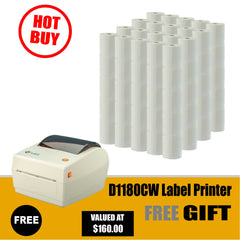 100 Rolls 100 x 150mm (4"x6") Direct Thermal Permanent Label, 300 Labels Per Roll + Free Gift D1180CW Label Printers
