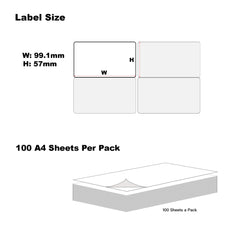 A4 Format Rectangle Labels 99.1 x 57mm 10 Labels Per Sheet-1000 Sheets