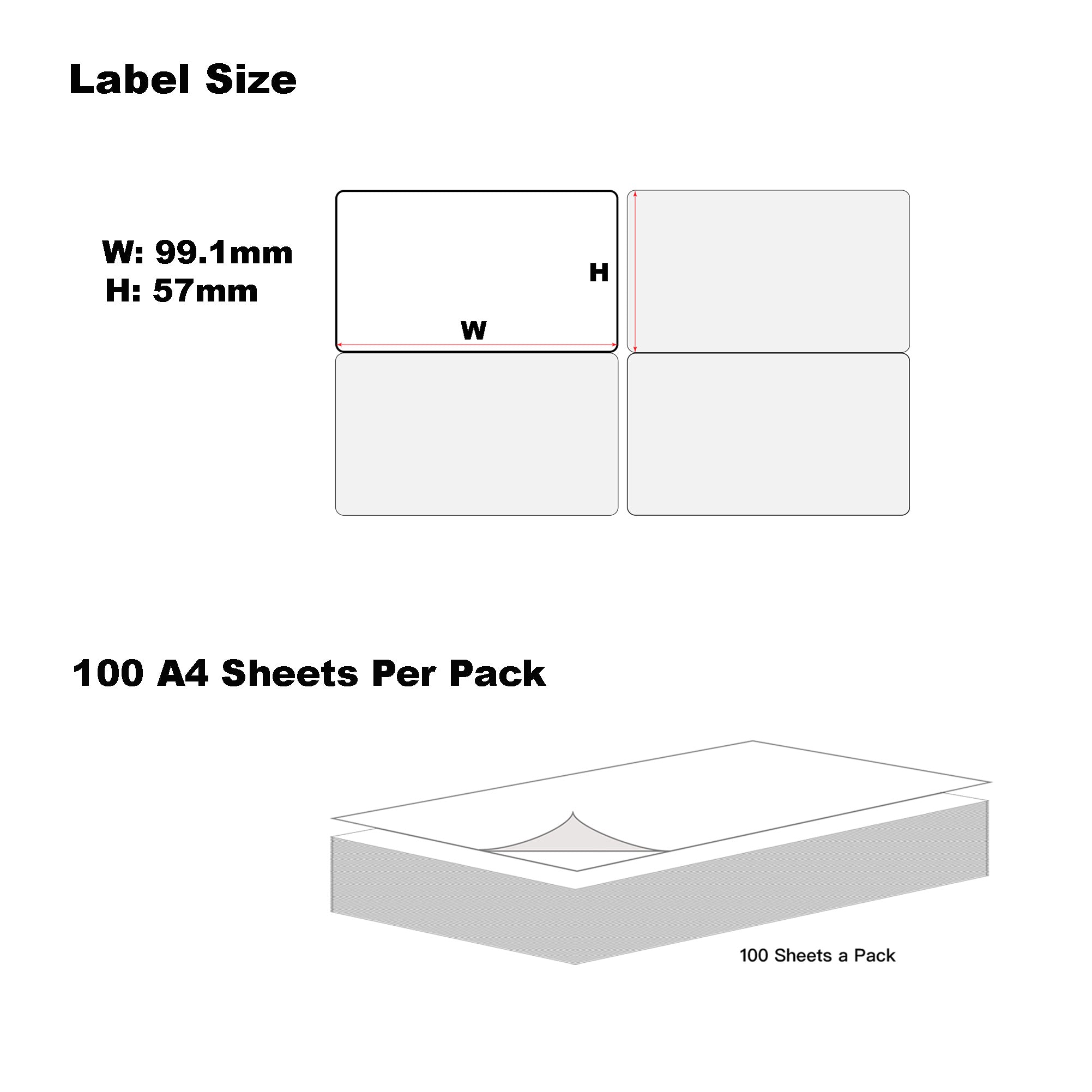 A4 Format Rectangle Labels 99.1 x 57mm 10 Labels Per Sheet-200 Sheets