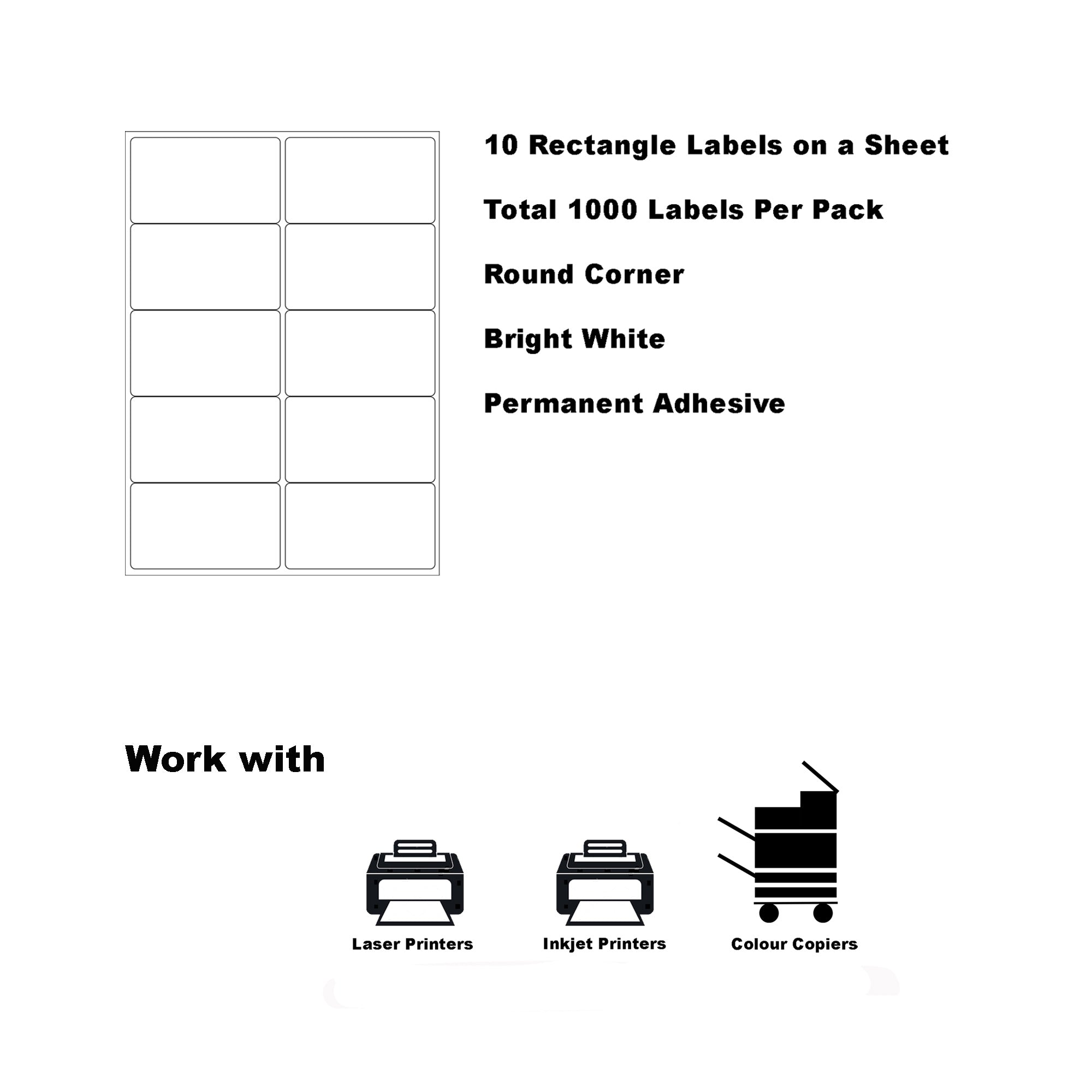 A4 Format Rectangle Labels 99.1 x 57mm 10 Labels Per Sheet-1000 Sheets