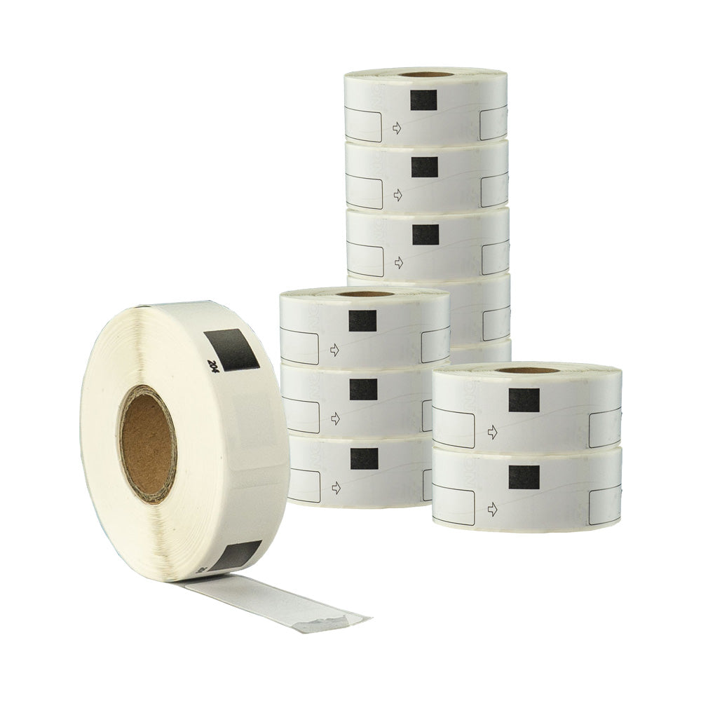 12x Compatible Brother DK-11204 White Refill Paper Labels 17mm x 54mm 400 Labels Per Roll