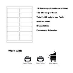 A4 Format Rectangle Labels 99.1 x 38.1mm 14 Labels Per Sheet-500 Sheets
