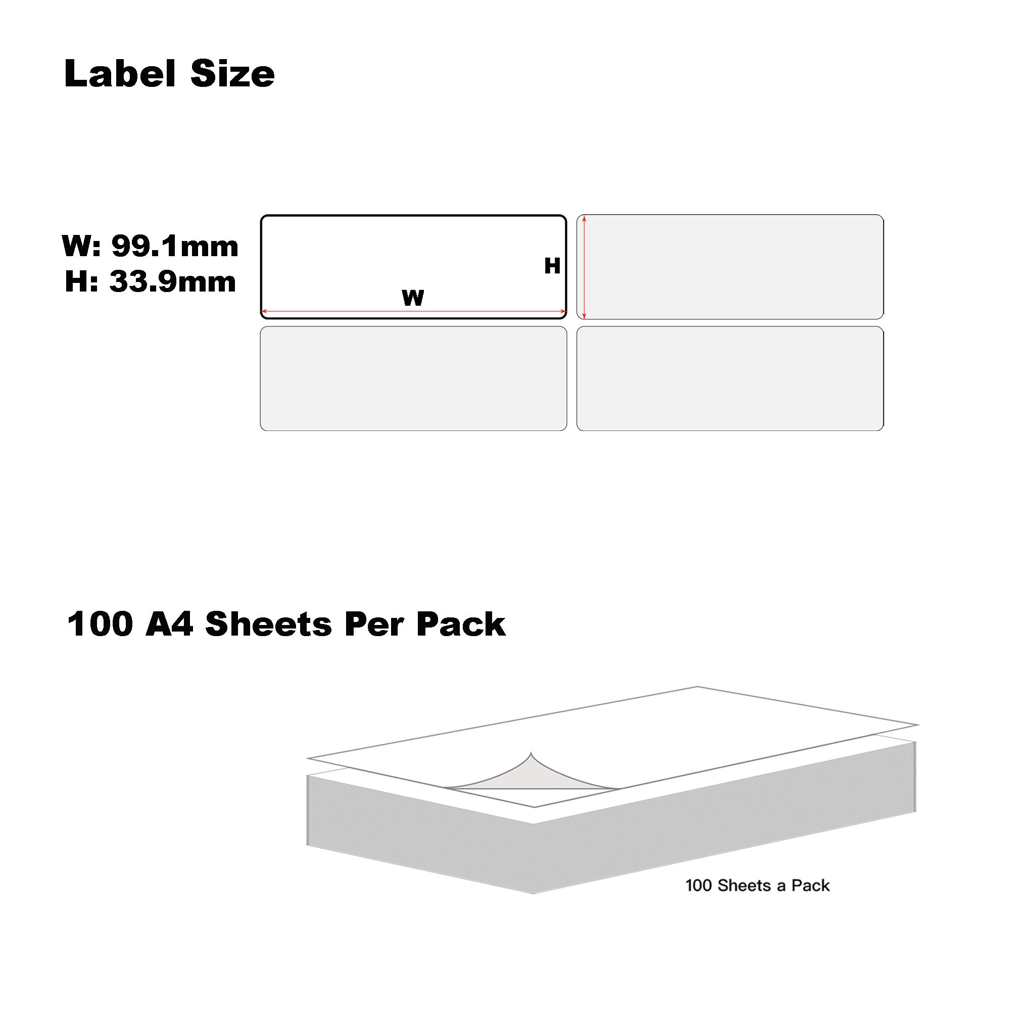 A4 Format Rectangle Labels 99.1 x 34mm 16 Labels Per Sheet-500 Sheets