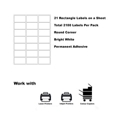 A4 Format Rectangle Labels 63.5 x 38.1mm 21 Labels Per Sheet-100 Sheets