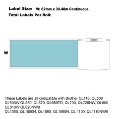 Brother Compatible DK-22205 Blue Refill labels Continuous Length 62mm x 30.48m