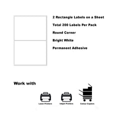 A4 Format Rectangle Labels 199.6 x 143.5mm 2 Labels Per Sheet-500 Sheets