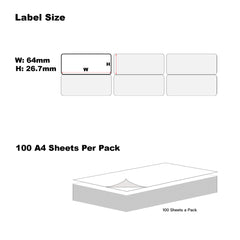 A4 Format Rectangle Labels 64 x 26.7mm 30 Labels Per Sheet-500 Sheets