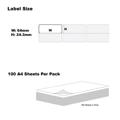 A4 Format Rectangle Labels 64 x 24.3mm 33 Labels Per Sheet-100 Sheets