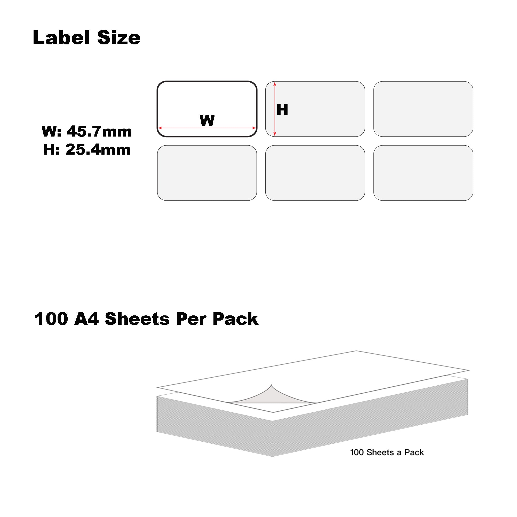 A4 Format Rectangle Labels 45.7 x 25.4mm 36 Labels Per Sheet-1000 Sheets