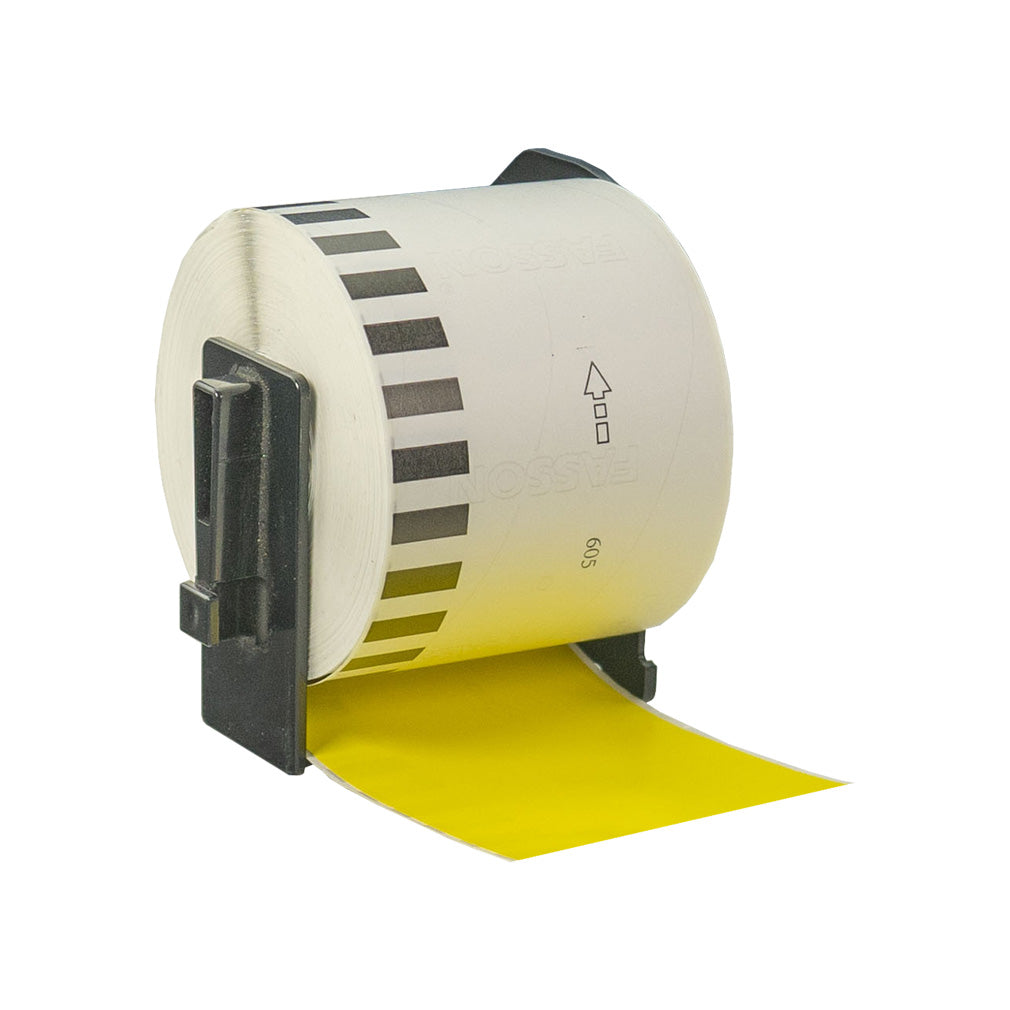 24x Compatible Brother DK-44605 Yellow Labels Continuous Length 62mm x 30.48m