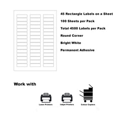 A4 Format Rectangle Labels 51 x 15mm 45 Labels Per Sheet-300 Sheets