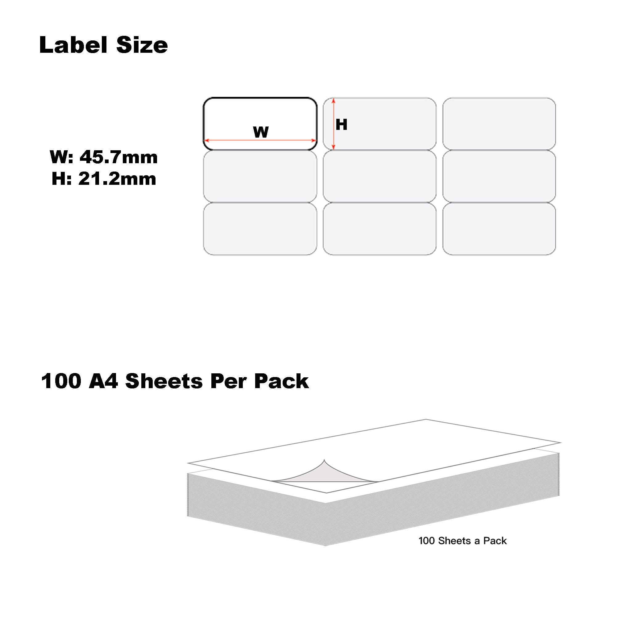 A4 Format Rectangle Labels 45.7 x 21.2mm 48 Labels Per Sheet-1000 Sheets