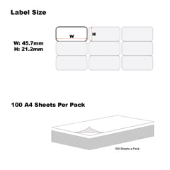 A4 Format Rectangle Labels 45.7 x 21.2mm 48 Labels Per Sheet-100 Sheets