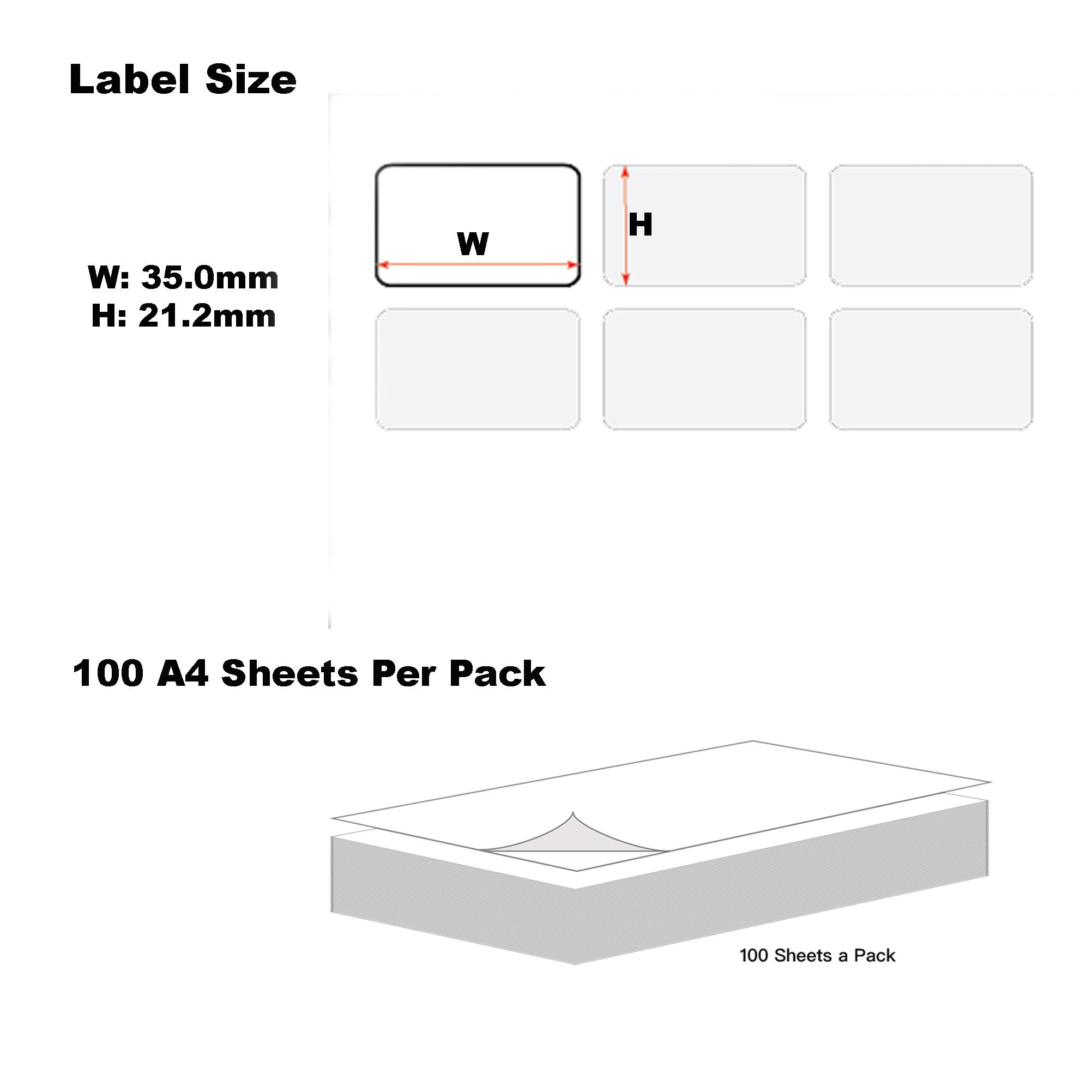 A4 Format Rectangle Labels 35.6 x 21.17mm 55 Labels Per Sheet-500 Sheets