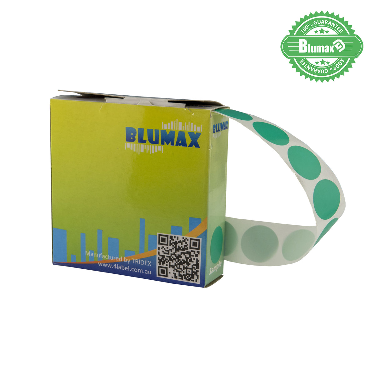 Blumax Self Dispenser Round (14MM) Green Label Dots
