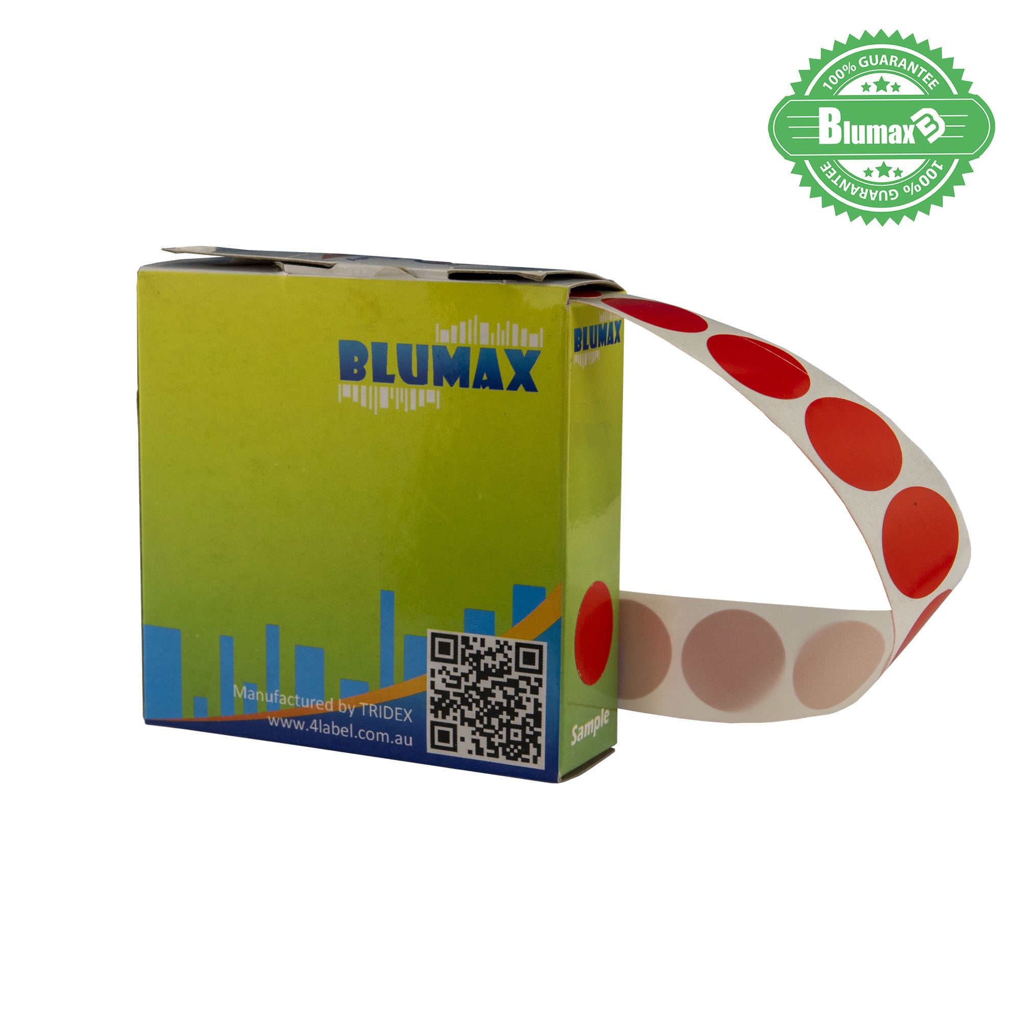 Blumax Self Dispenser Round (19MM) Red Label Dots