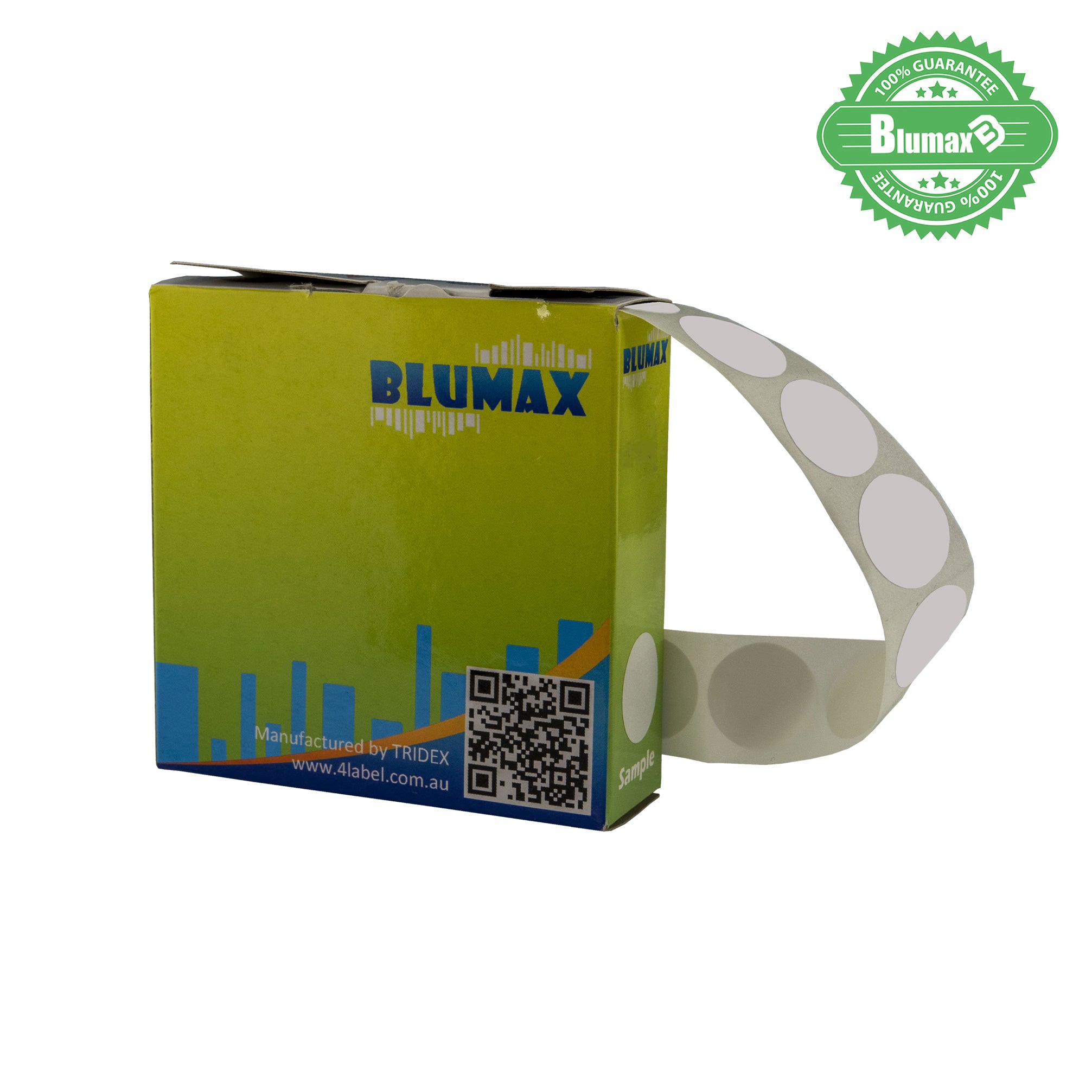 Blumax Self Dispenser Round (19MM) White Label Dots