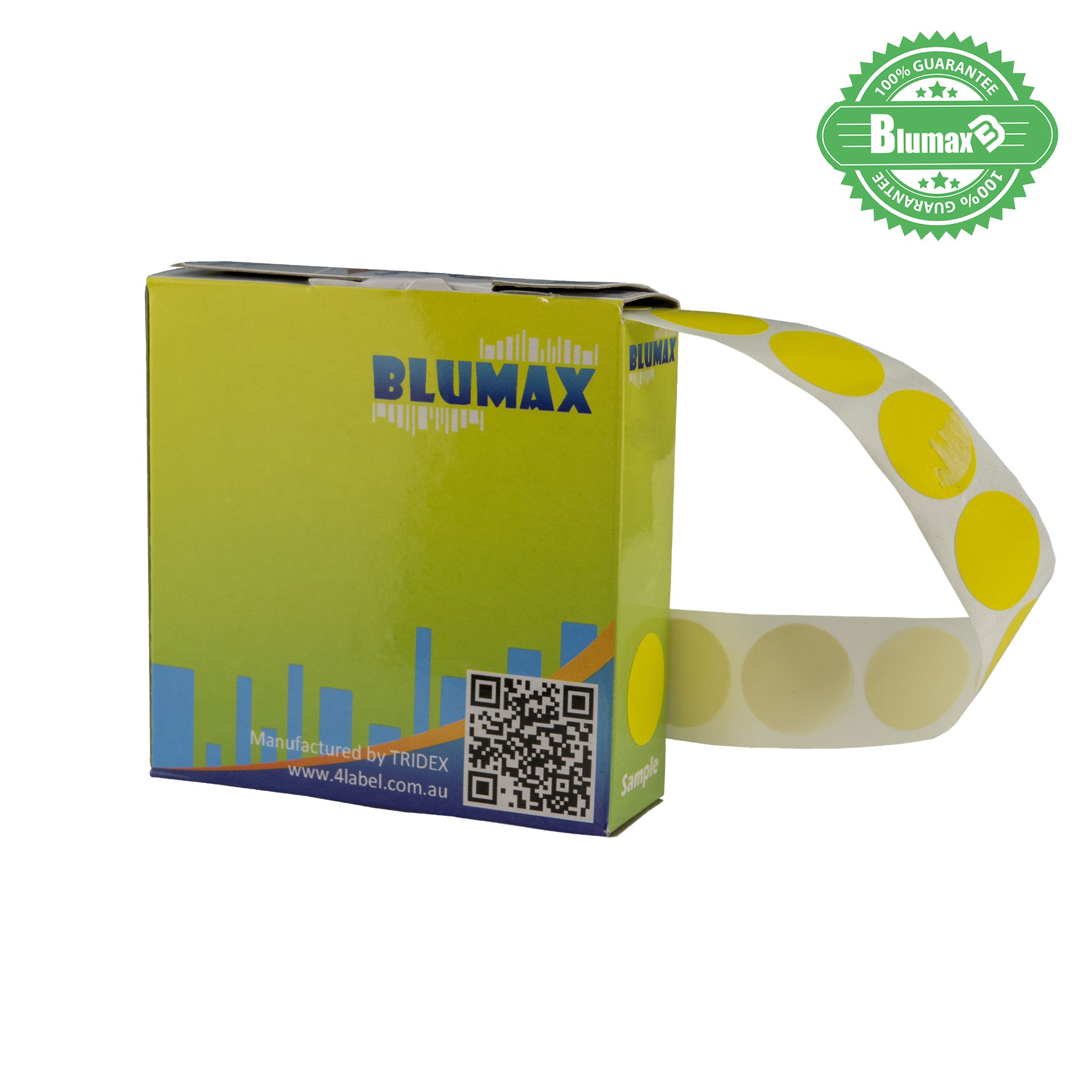 Blumax Self Dispenser Round (14MM) Yellow Label Dots