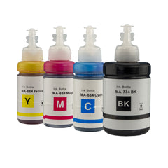 Compatible Refill Ink for Epson T774/664 ECO Tank ink Bottle  (BK+C+M+Y)