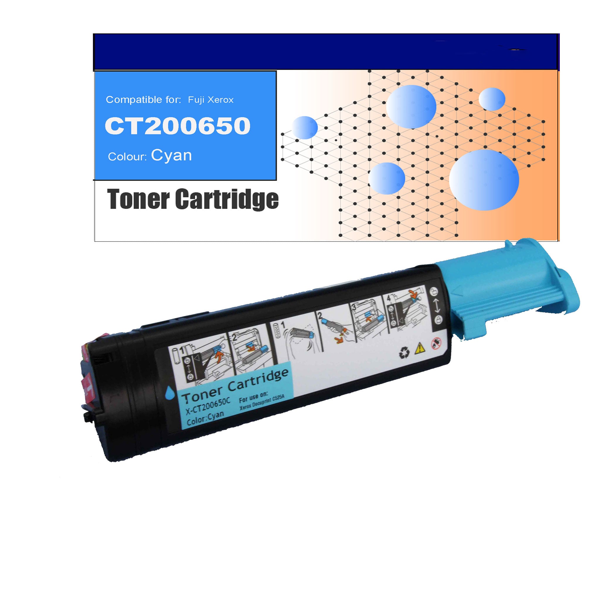 Compatible Toner for  Fuji Xerox CT200650 (C525A) Cyan Toner Cartridges