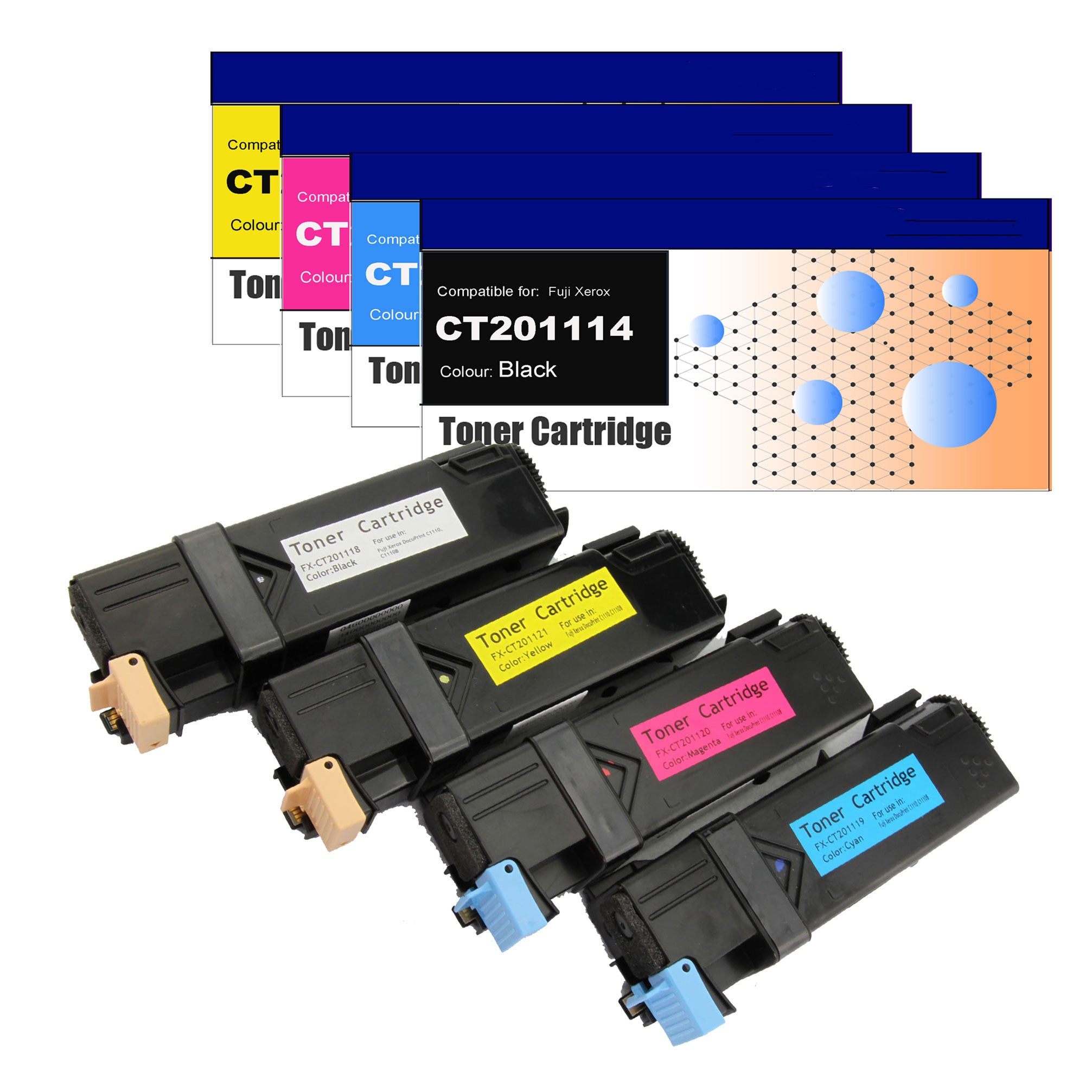 Compatible Toner Cartridges for Fuji Xerox CT201114 / CT201115 / CT201116 / CT201117 (C1110)