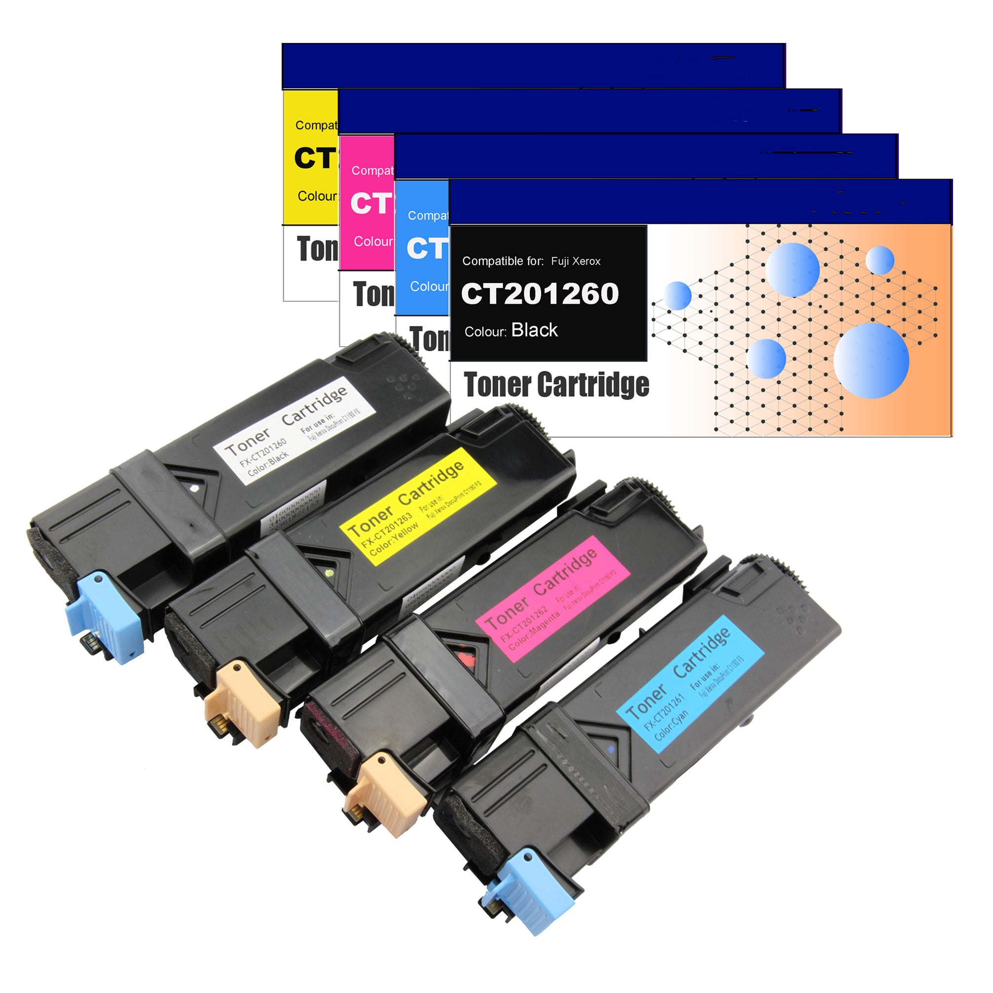 Compatible Toner Cartridges for Fuji Xerox CT201260 / CT201261 / CT201262 / CT201263 (C1190)