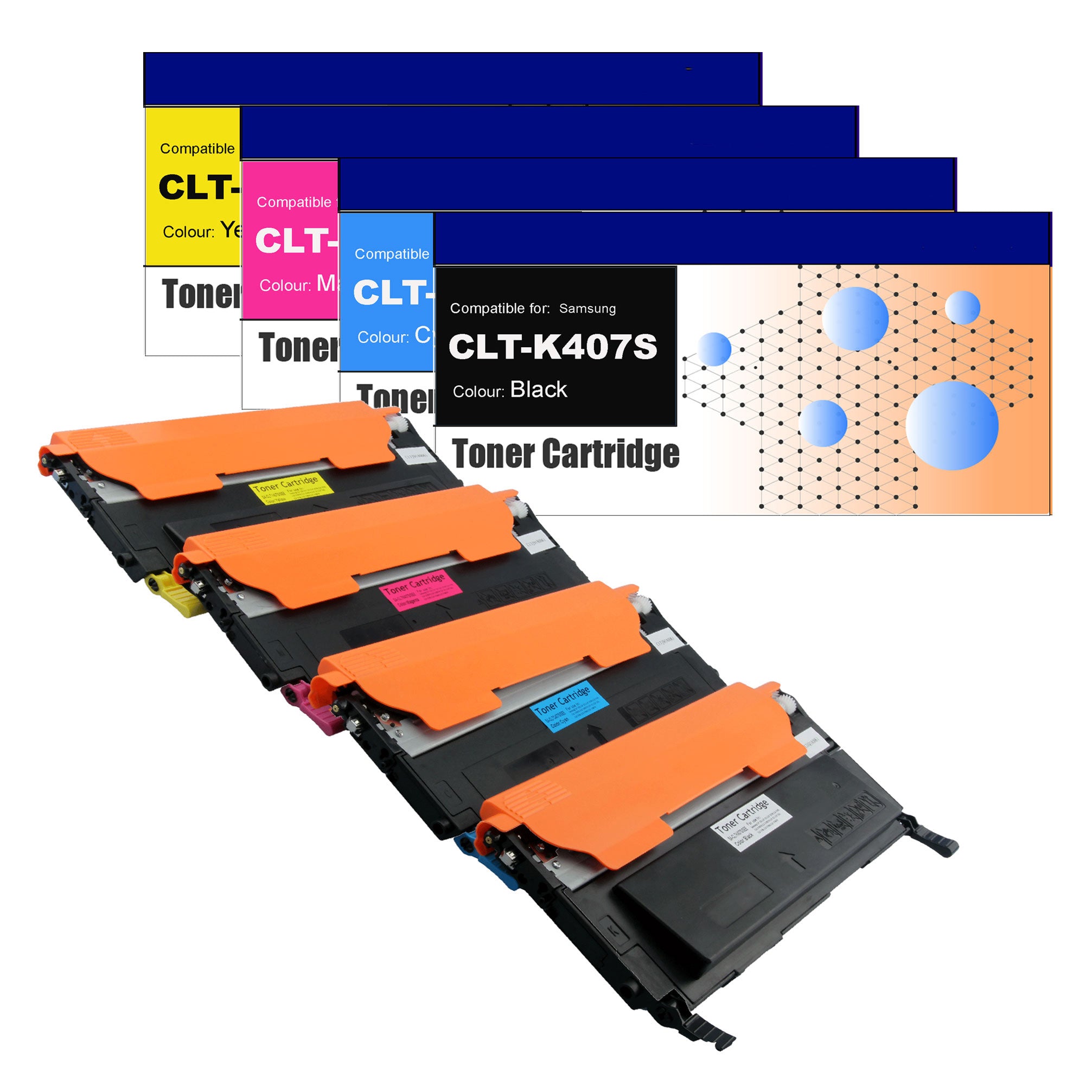 Compatible Toner Cartridges for Samsung CLT-K407S/C407S/M407S/Y407S