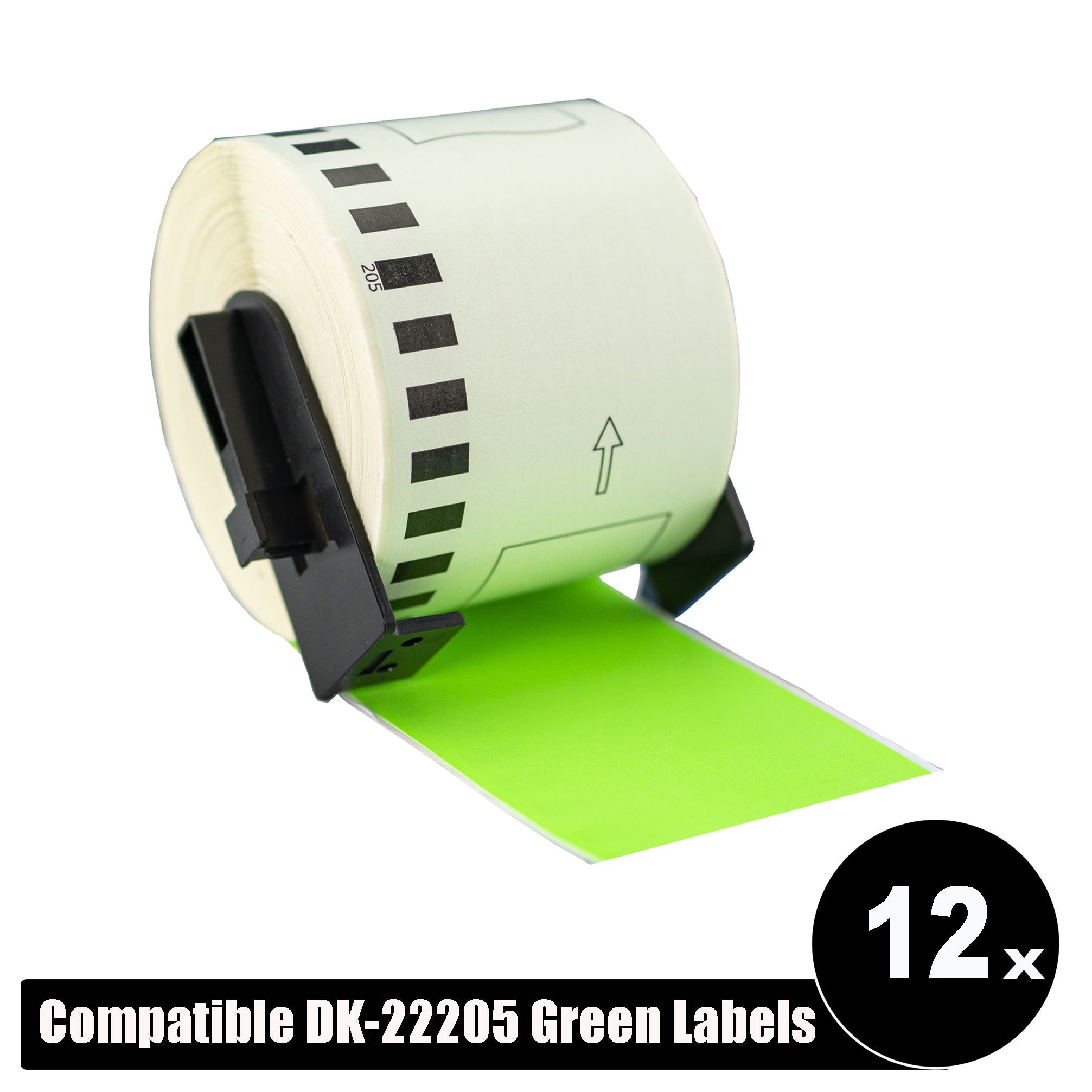Brother Compatible DK-22205 Green labels Continuous Length 62mm x 30.4m