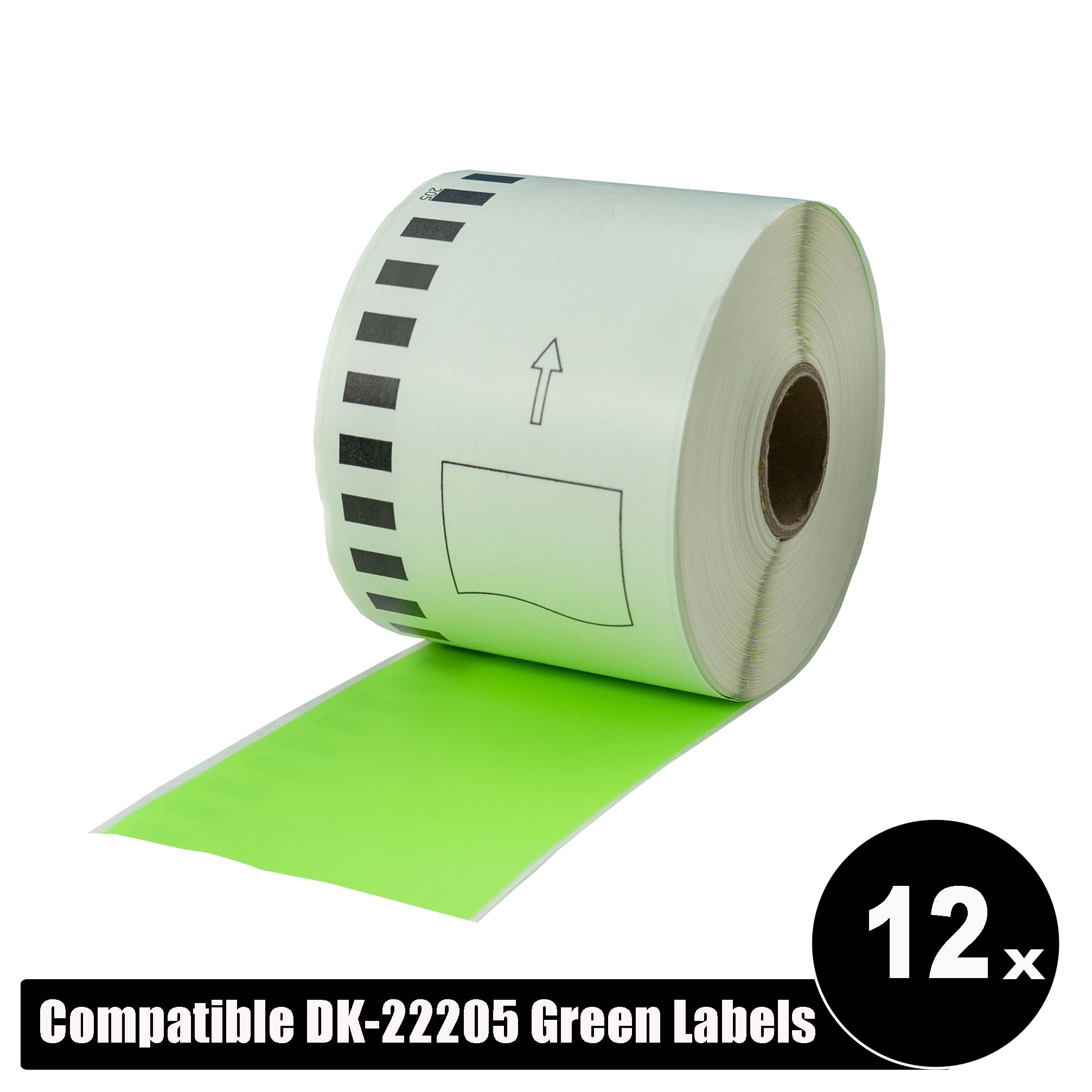 Brother Compatible DK-22205 Green Refill labels Continuous Length 62mm x 30.4m