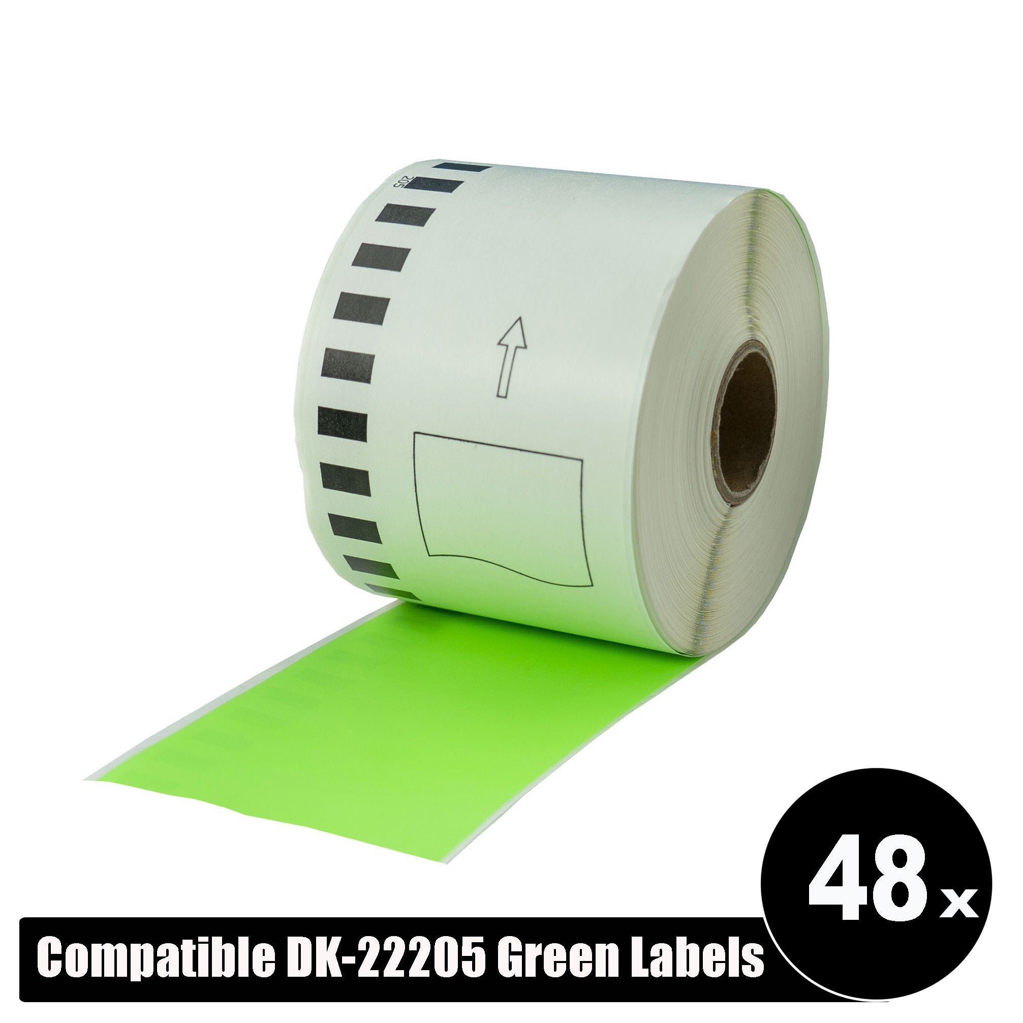 Brother Compatible DK-22205 Green Refill labels Continuous Length 62mm x 30.4m