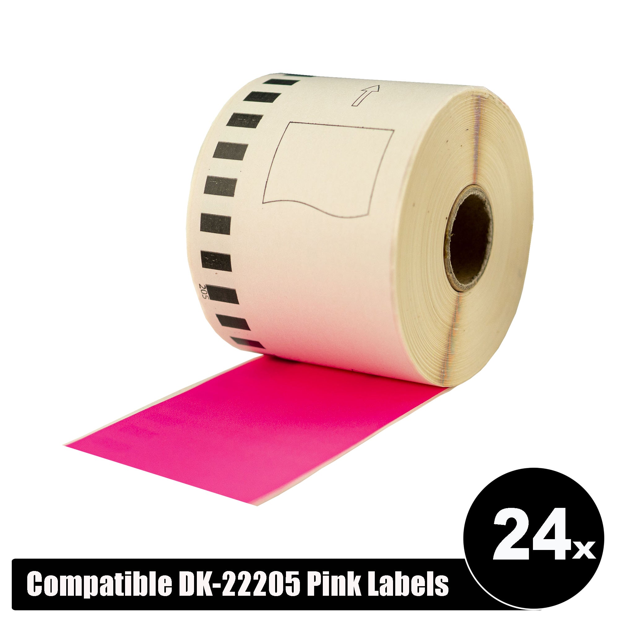 Brother Compatible DK-22205 Pink Refill labels Continuous Length 62mm x 30.4m