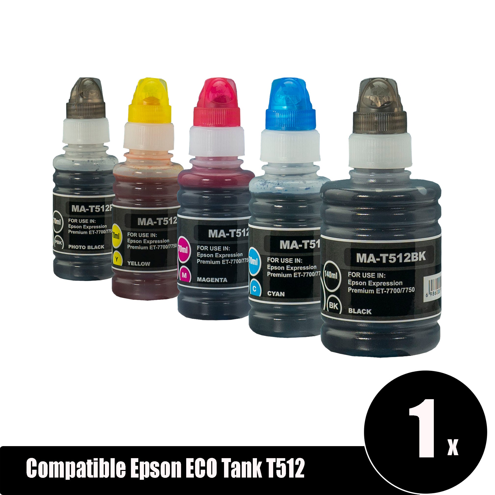 Compatible Epson ECO Tank T512 Ink (BK+PBK+C+M+Y)