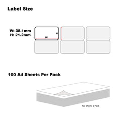 A4 Format Rectangle Labels 38.1 x 21.2mm 65 Labels Per Sheet-1000 Sheets