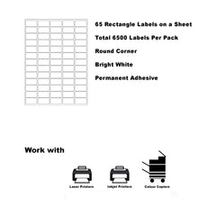 A4 Format Rectangle Labels 38.1 x 21.2mm 65 Labels Per Sheet-1000 Sheets