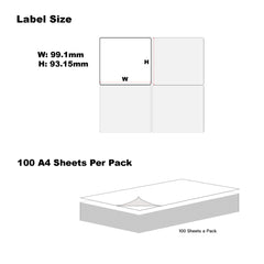 A4 Format Rectangle Labels 99.1 x 93.1mm 6 Labels Per Sheet-100 Sheets