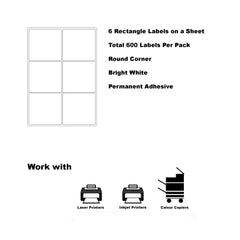 A4 Format Rectangle Labels 99.1 x 93.1mm 6 Labels Per Sheet-500 Sheets